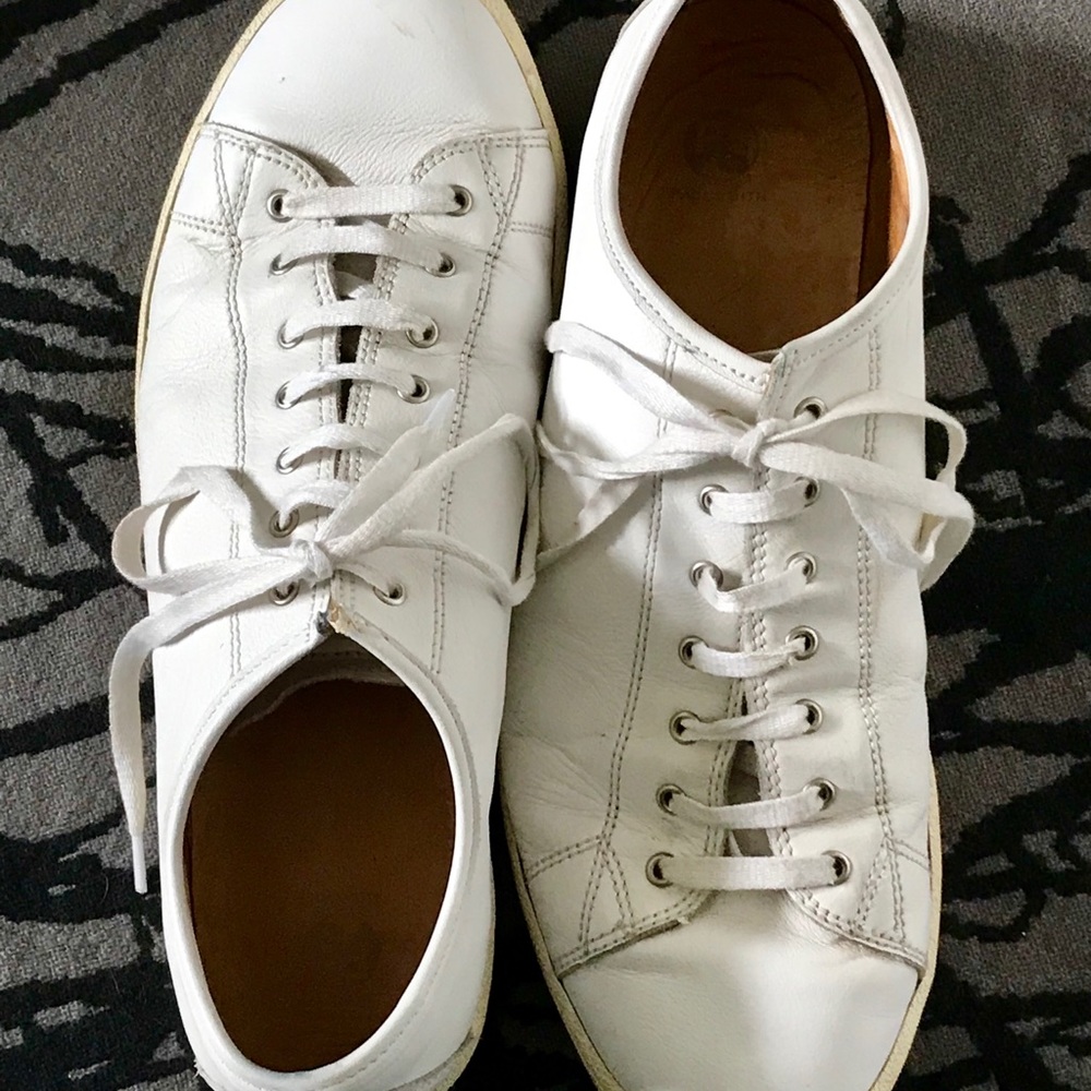 PAUL SMITH MEN'S MIYATA LEATHER TRAINERS - WHITE